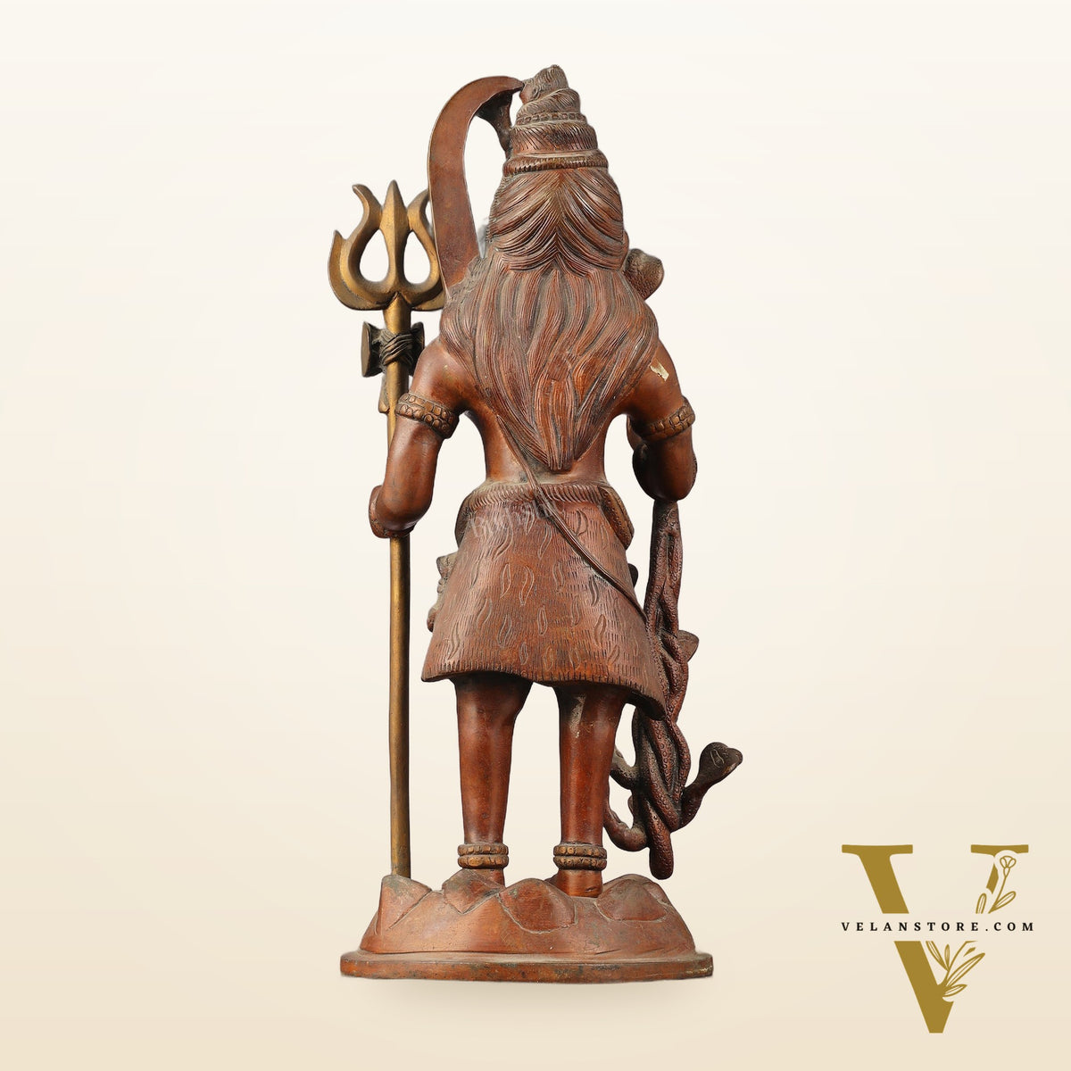 Brass Standing Lord Shiva Statue - Rustic finish - 18"
