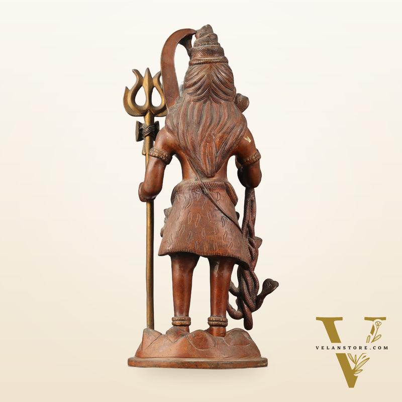 Brass Standing Lord Shiva Statue - Rustic finish - 18"