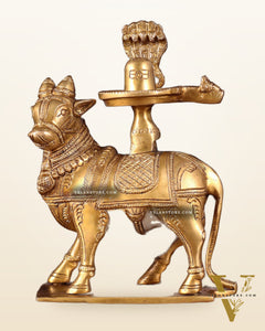 Brass standing Nandi with Shiva Lingam | 7 inch
