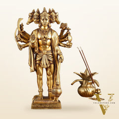 Brass Standing Panchmukhi Hanuman idol 14"