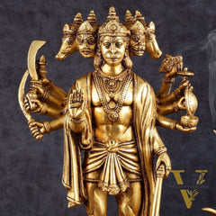 Brass Standing Panchmukhi Hanuman idol 14"