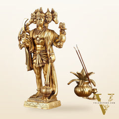 Brass Standing Panchmukhi Hanuman idol 14"