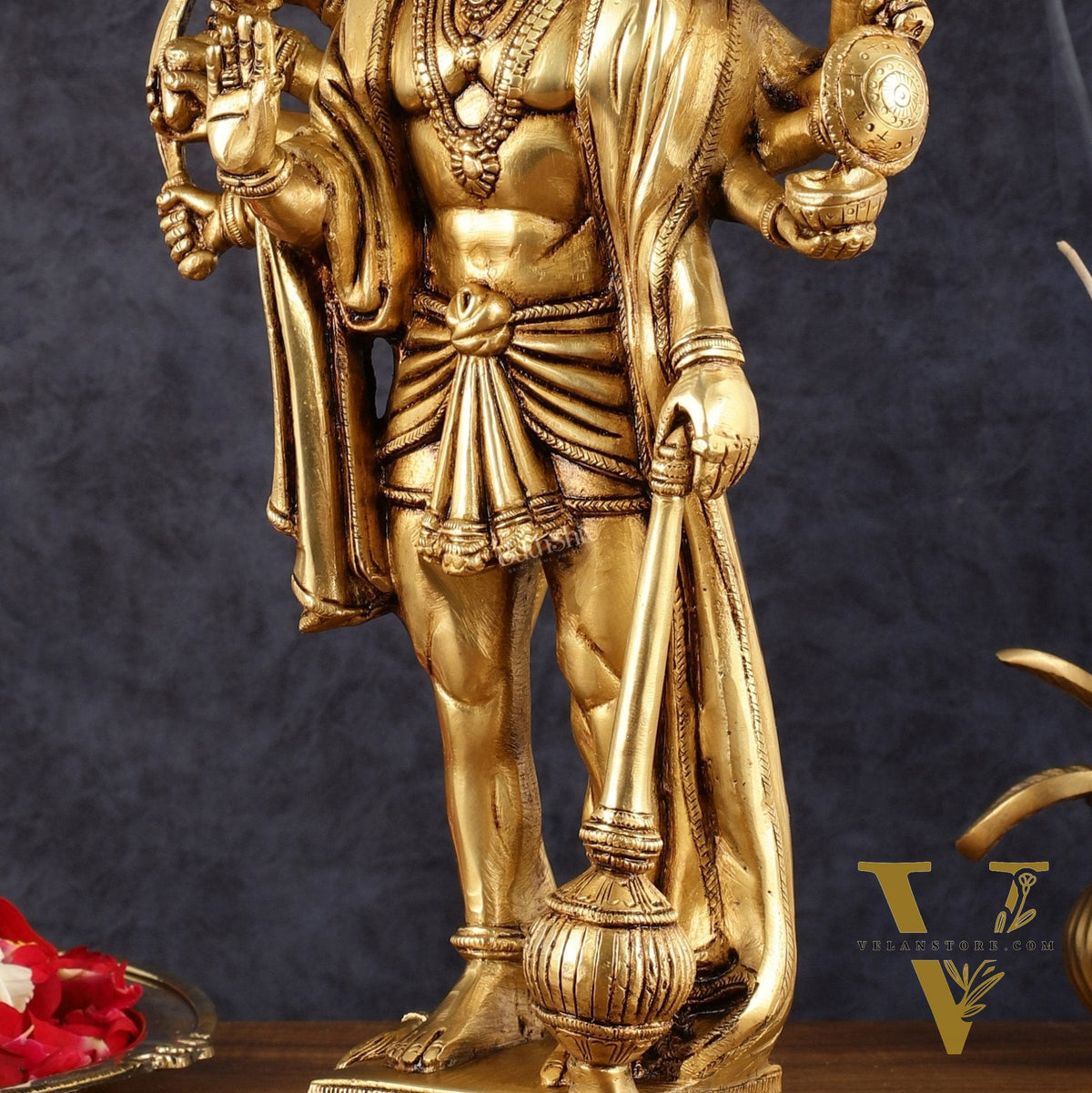 Brass Standing Panchmukhi Hanuman idol 14"