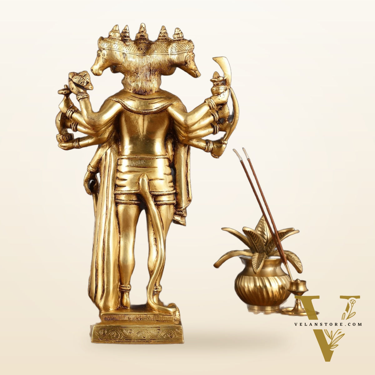 Brass Standing Panchmukhi Hanuman idol 14"