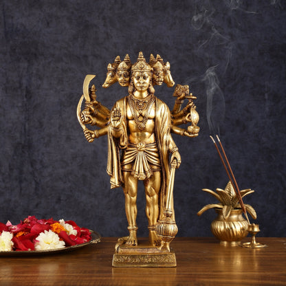 Brass Standing Panchmukhi Hanuman idol 14"