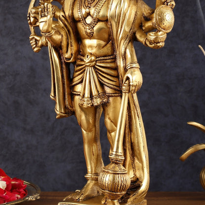 Brass Standing Panchmukhi Hanuman idol 14"