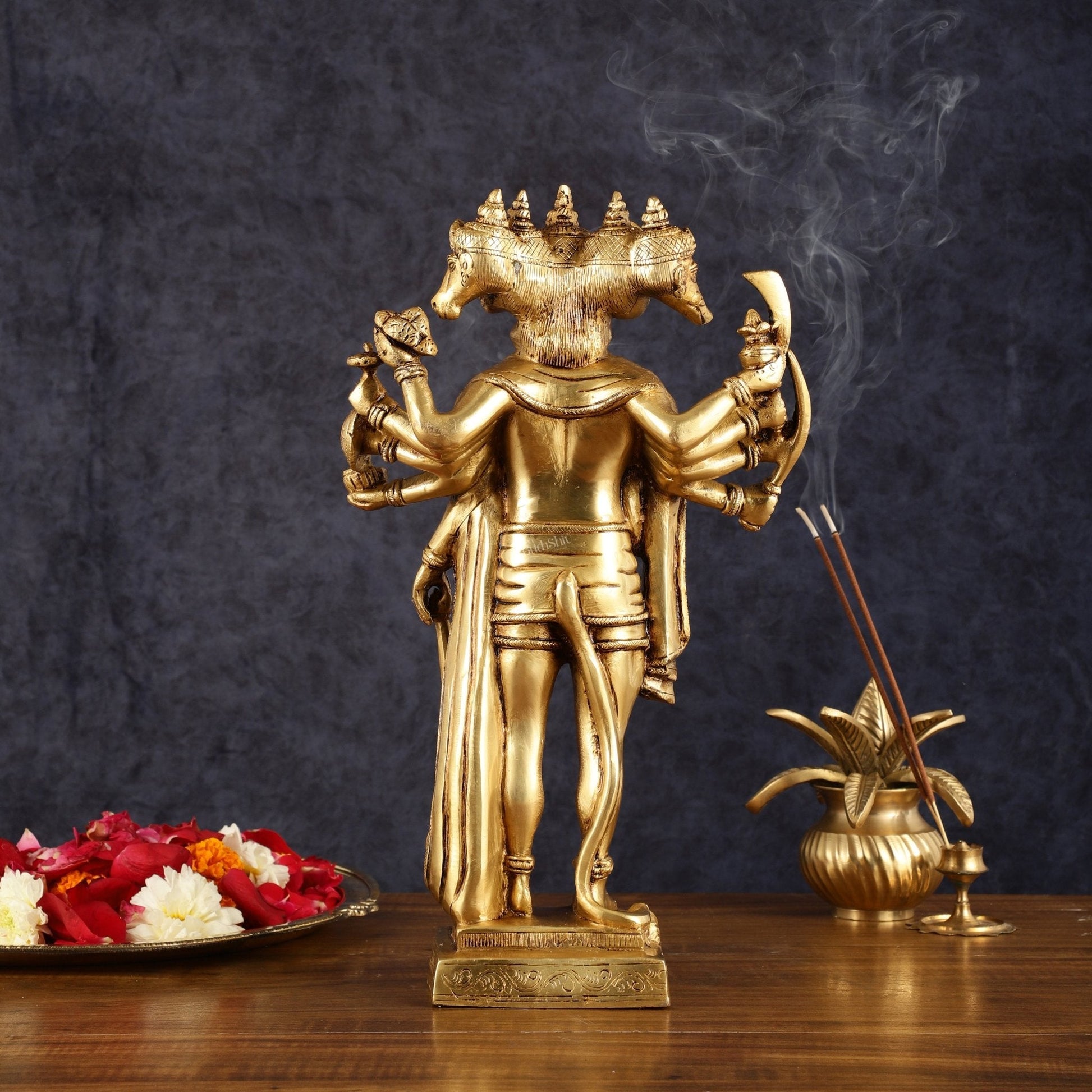 Brass Standing Panchmukhi Hanuman idol 14"