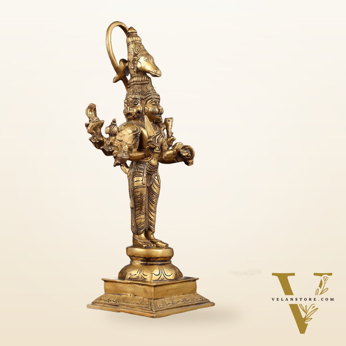 Brass Standing Panchmukhi Hanuman Statue 22 inch
