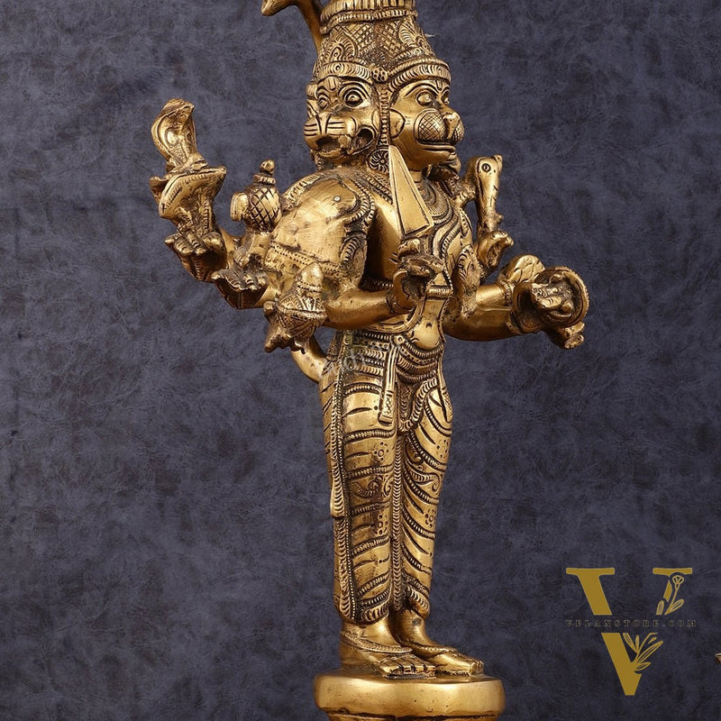 Brass Standing Panchmukhi Hanuman Statue 22 inch
