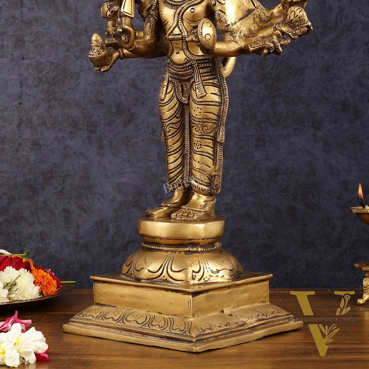 Brass Standing Panchmukhi Hanuman Statue 22 inch