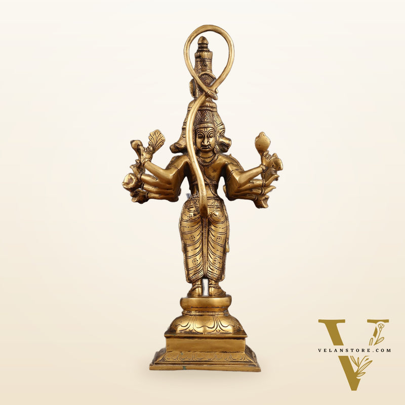 Brass Standing Panchmukhi Hanuman Statue 22 inch