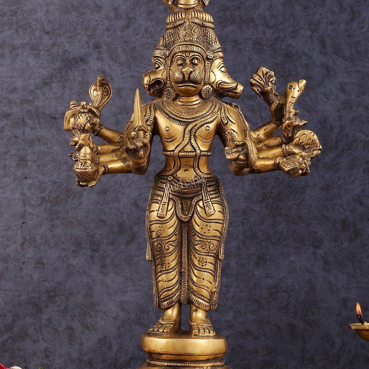 Brass Standing Panchmukhi Hanuman Statue 22 inch