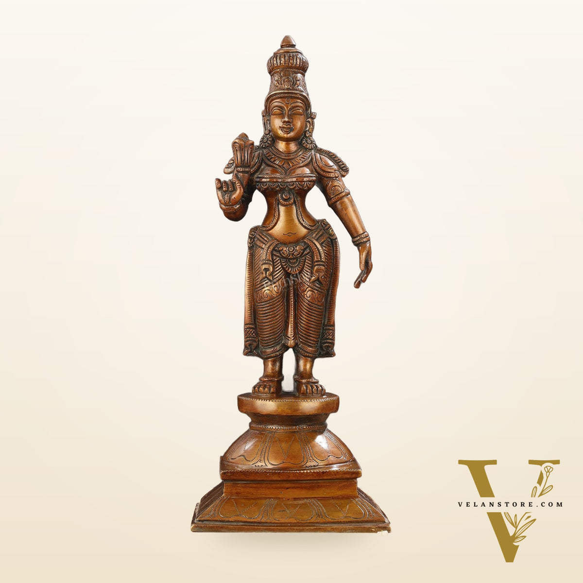 Brass standing Parvati idol 16 inch antique chola design