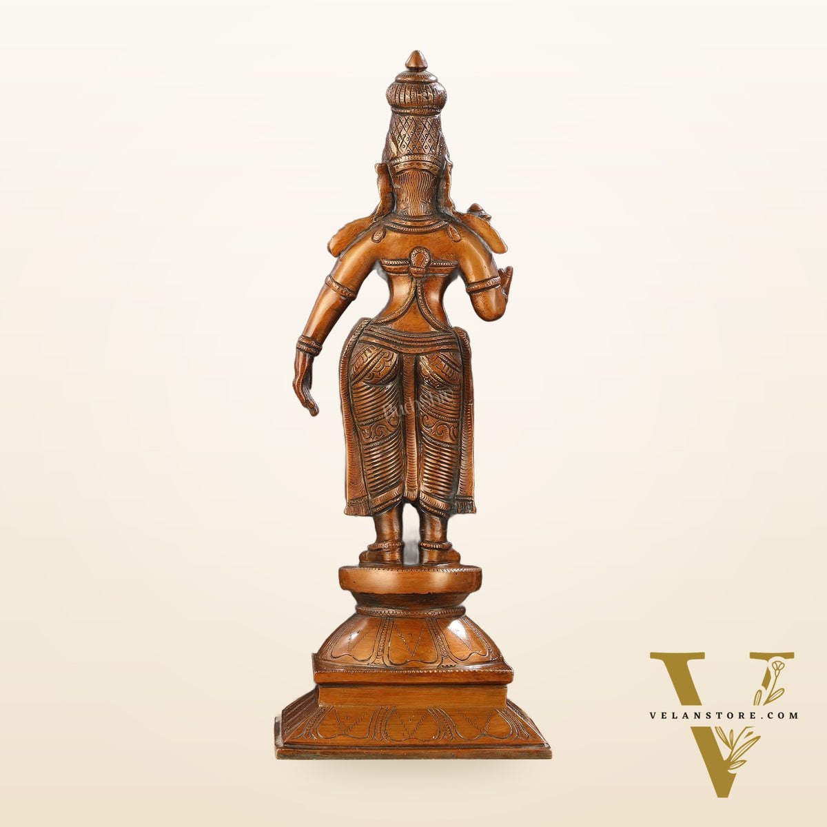 Brass standing Parvati idol 16 inch antique chola design