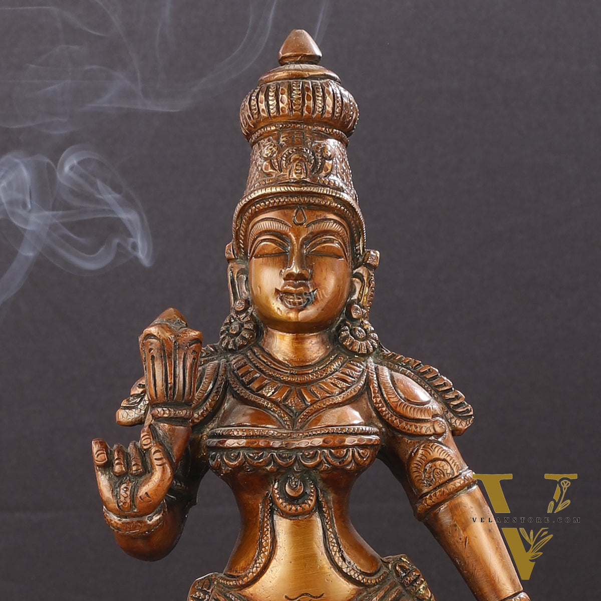 Brass standing Parvati idol 16 inch antique chola design