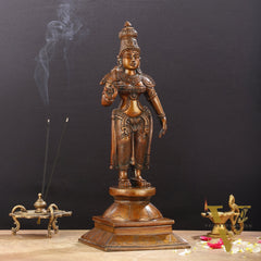 Brass standing Parvati idol 16 inch antique chola design