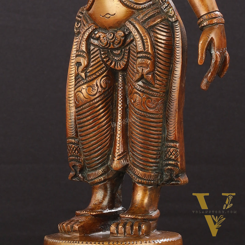 Brass standing Parvati idol 16 inch antique chola design