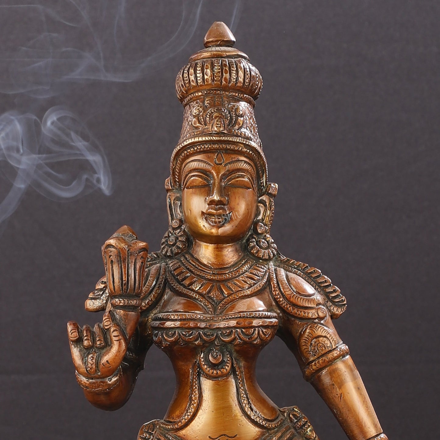 Brass standing Parvati idol 16 inch antique chola design