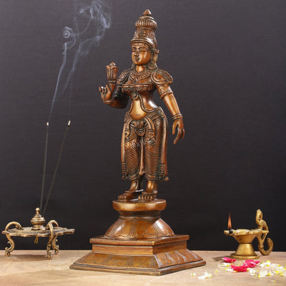 Brass standing Parvati idol 16 inch antique chola design