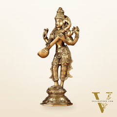 Brass Standing Saraswati Idol 10"