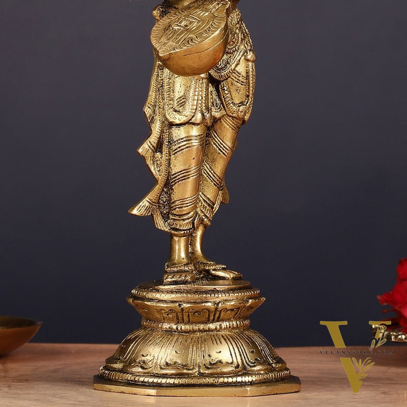 Brass Standing Saraswati Idol 10"