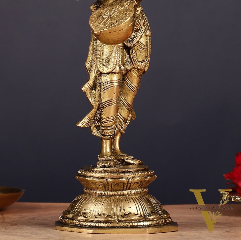 Brass Standing Saraswati Idol 10"