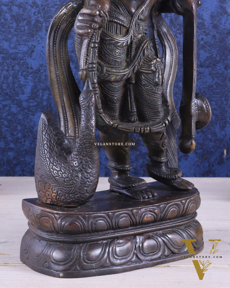 Brass Standing Saraswati with Swan Idol – Antique Bronze Tone 15 inch