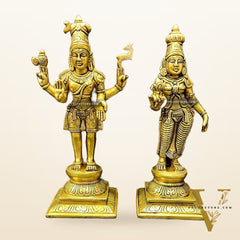 Brass Standing Shiva and Parvati 11 inch