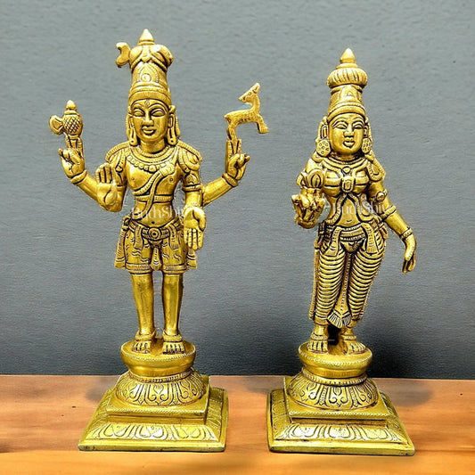 Brass Standing Shiva and Parvati 11 inch