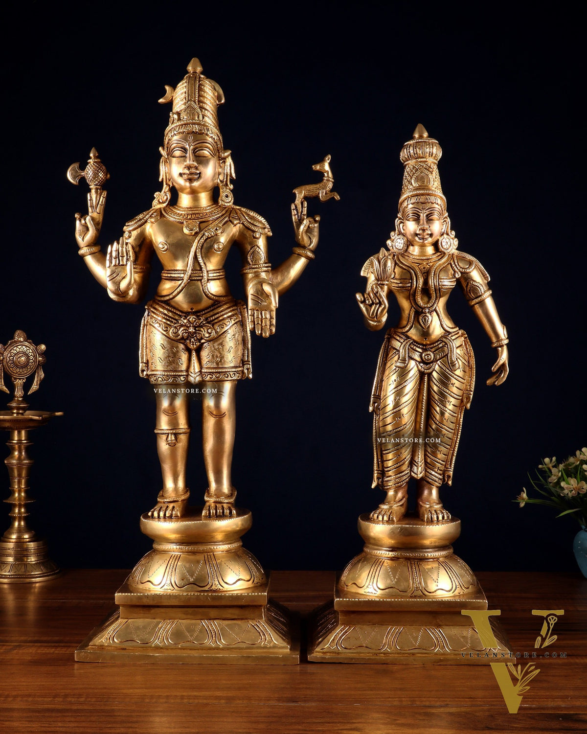 Brass Standing Shiva Parvati idols 23 inch utsava murti