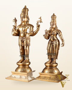 Brass Standing Shiva Parvati idols 23 inch utsava murti