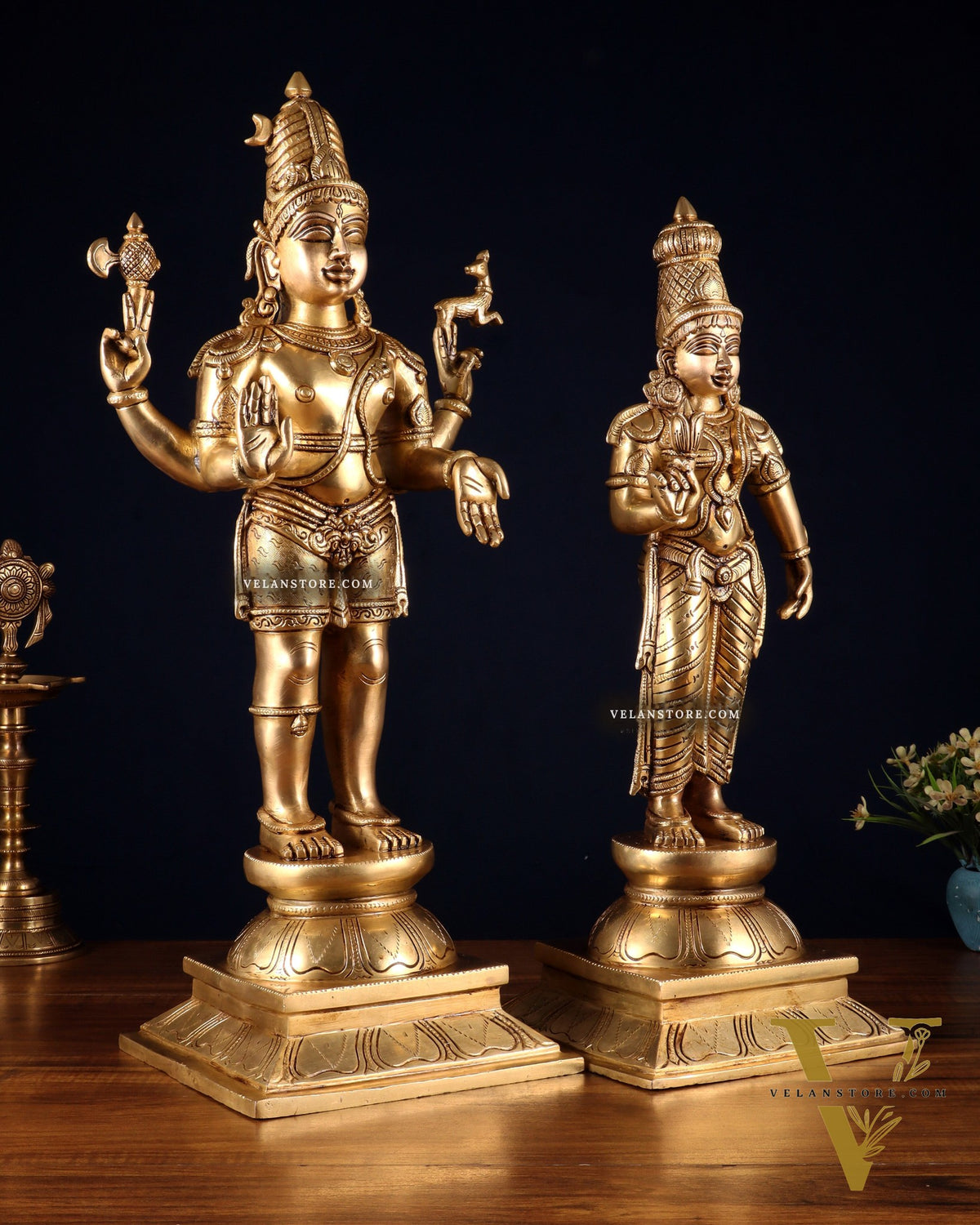 Brass Standing Shiva Parvati idols 23 inch utsava murti