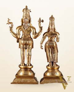 Brass Standing Shiva Parvati idols 23 inch utsava murti