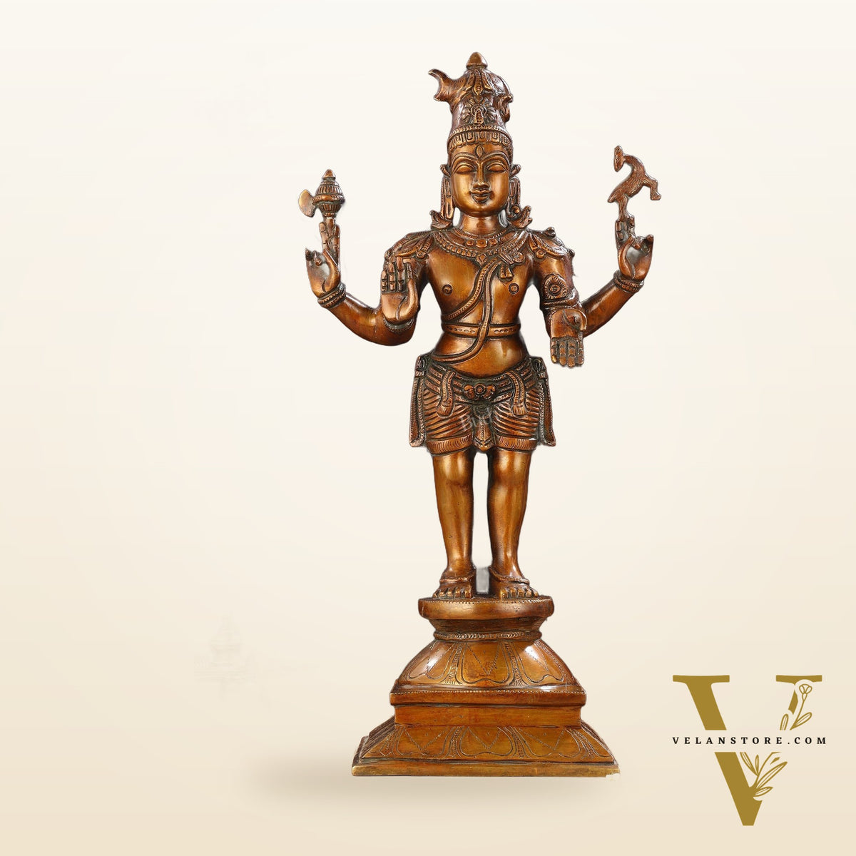 Brass Standing Shiva Pashupatinath Statue 18 inch