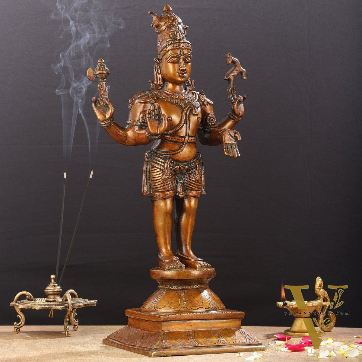 Brass Standing Shiva Pashupatinath Statue 18 inch