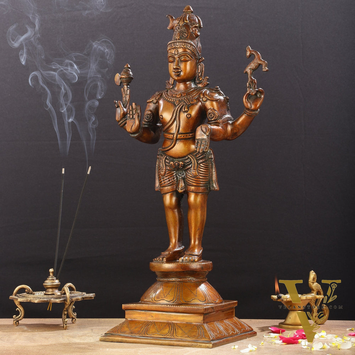 Brass Standing Shiva Pashupatinath Statue 18 inch