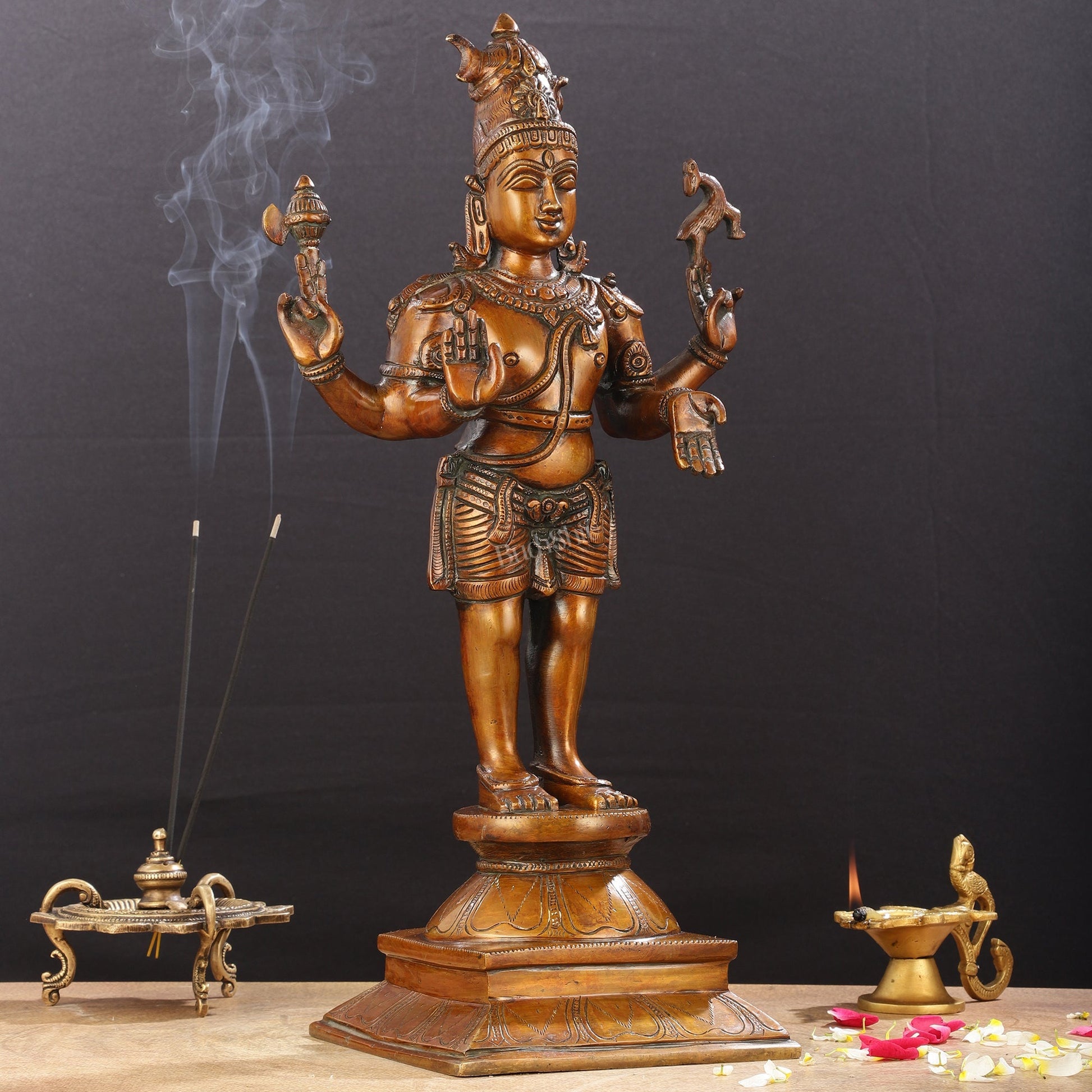 Brass Standing Shiva Pashupatinath Statue 18 inch