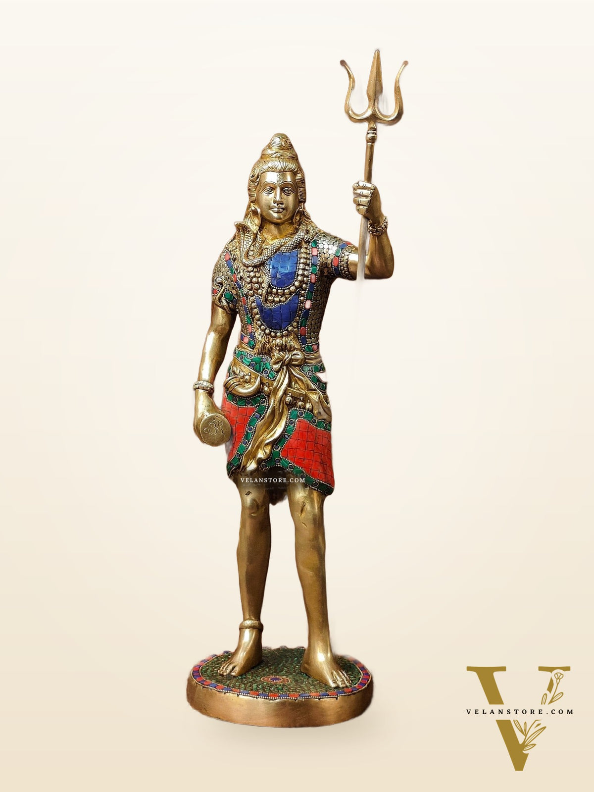 Brass Standing Shiva Statue | 23" | Meenakari Artwork