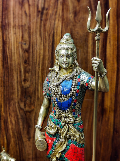 Brass Standing Shiva Statue | 23" | Meenakari Artwork