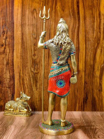 Brass Standing Shiva Statue | 23" | Meenakari Artwork