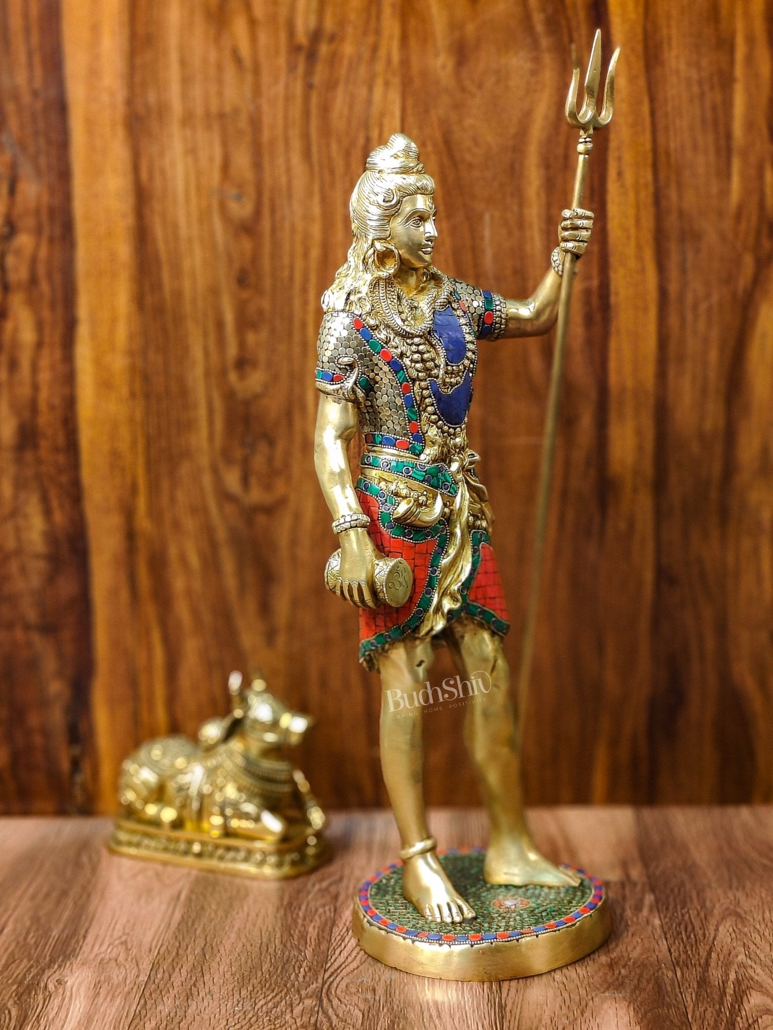 Brass Standing Shiva Statue | 23" | Meenakari Artwork