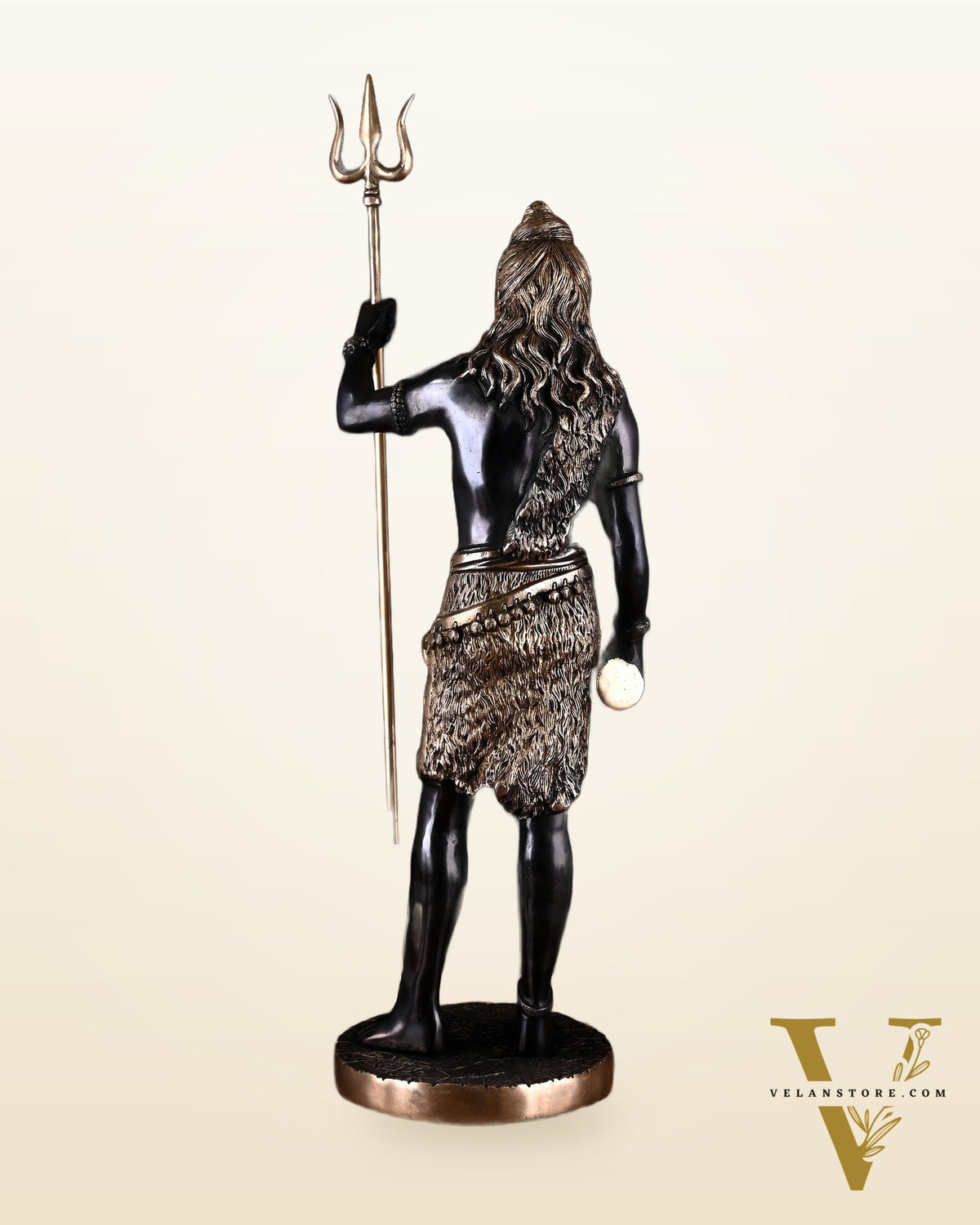Brass Standing Shiva Statue – Black Edition with Trishul & Damru | 26"