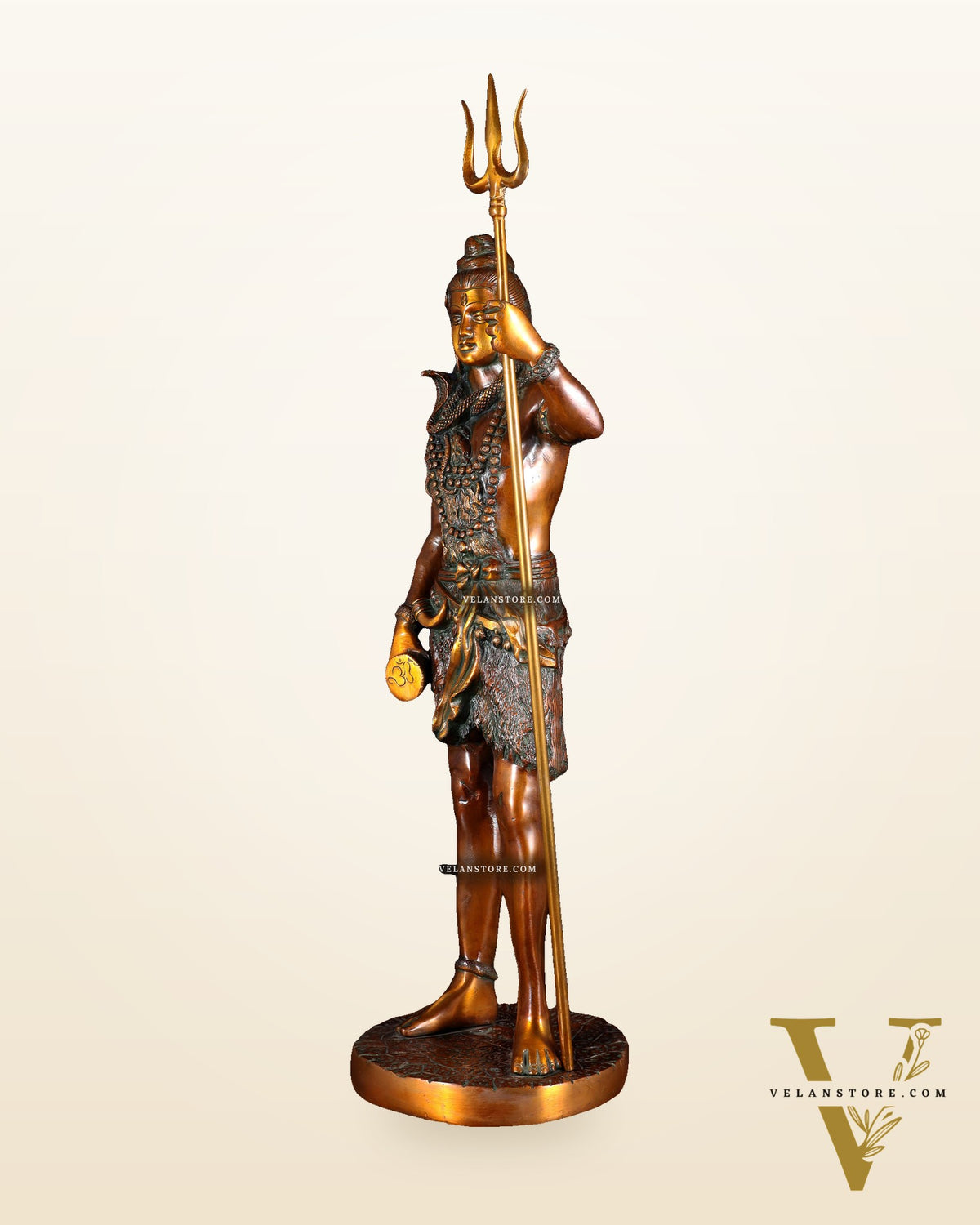 Brass Standing Shiva Statue – double chola tone with Trishul & Damru | 26"
