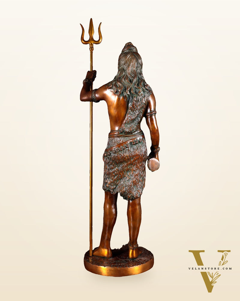 Brass Standing Shiva Statue – double chola tone with Trishul & Damru | 26"