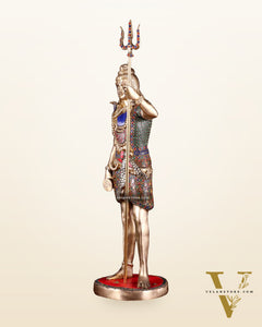 Brass Standing Shiva Statue – meenakari Stonework | 26"