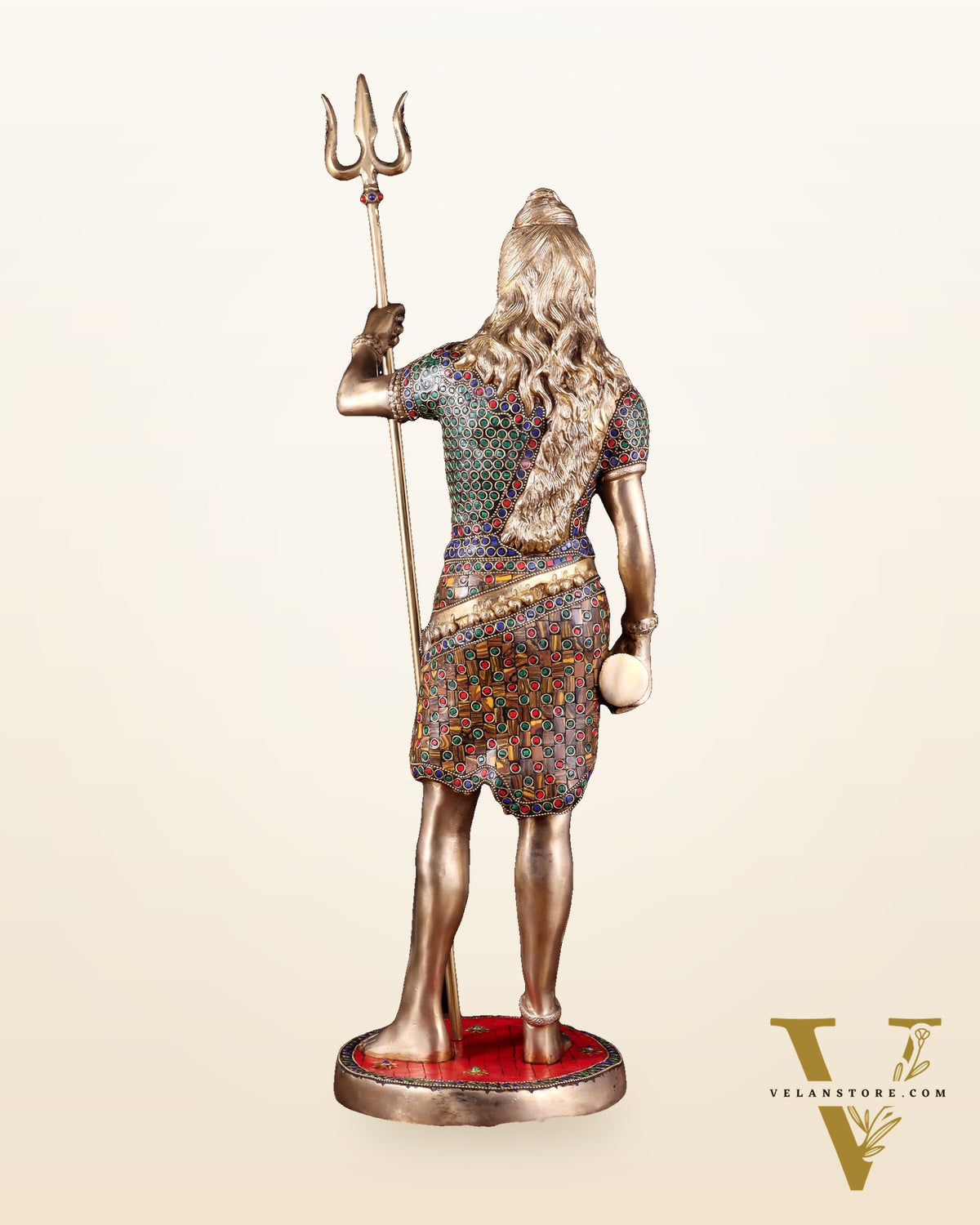 Brass Standing Shiva Statue – meenakari Stonework | 26"