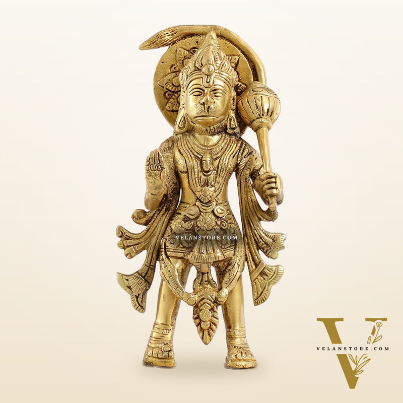 Brass Standing Superfine Lord Hanuman Idol - 9x4.5x3 Inch
