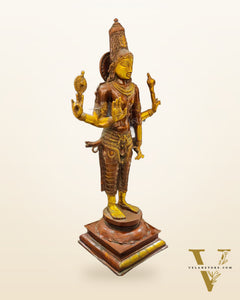 Brass Standing Vishnu 30" Antique Brown Gold