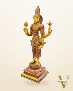 Brass Standing Vishnu 30" Antique Brown Gold
