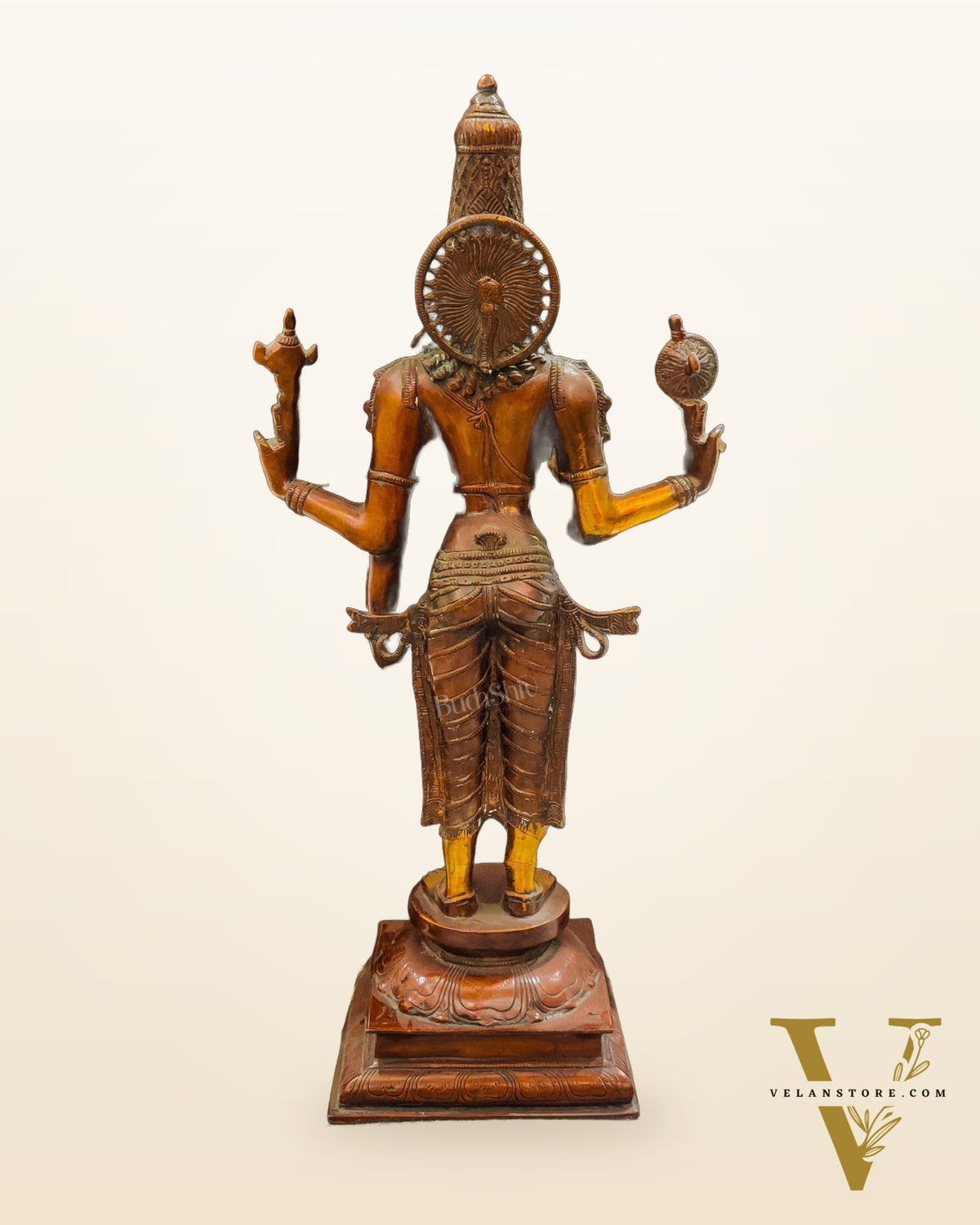 Brass Standing Vishnu 30" Antique Brown Gold